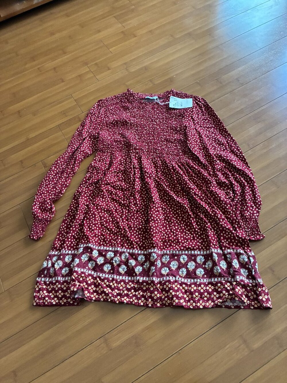 Mayoral Girl's Red Smocked Boho Dress NWT Size 14